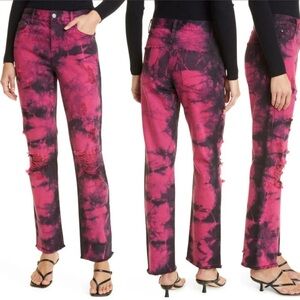Alice + Olivia Genevieve Tie Dye Distressed Jeans 27